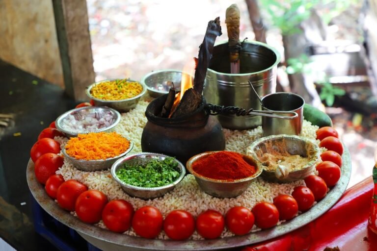 Newari Festival Platter with Beaten Rice and Spiced Meat