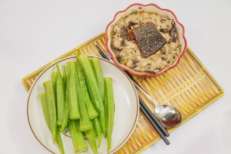 Niger Millet Couscous with Smoked Fish and Okra Stew