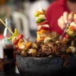 Northern Mexican Beef and Pepper Skewers with Bacon and Melted Cheese