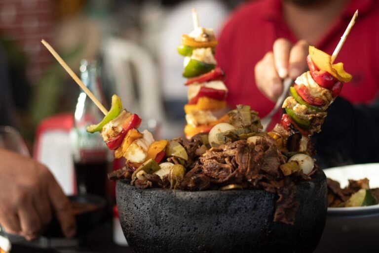 Northern Mexican Beef and Pepper Skewers with Bacon and Melted Cheese