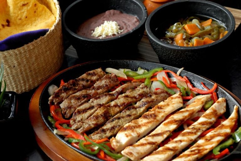 Northern-Style Skirt Steak Fajitas with Grilled Cactus and Melted Cheese