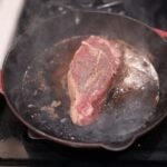 Norwegian Pan-Seared Elk Steak with Cream Mushroom Sauce