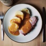 Norwegian Potato Dumplings with Salted Pork and Brown Butter Sauce