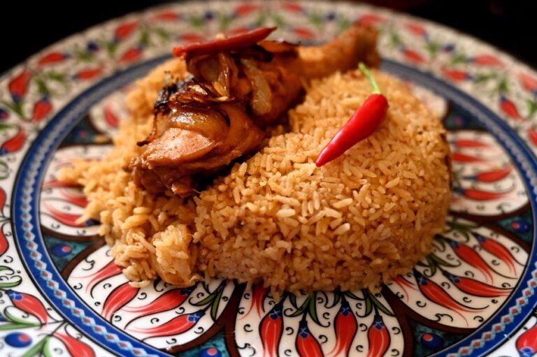 Pakistani Chicken Biryani with Saffron and Crispy Onions