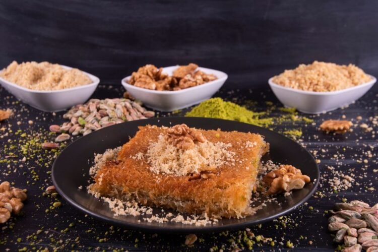 Palestinian Nablus-Style Cheese Knafeh with Orange Blossom Syrup