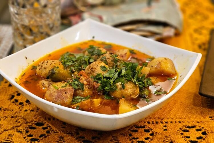 Persian Giant Stuffed Meatballs in Tomato Saffron Broth