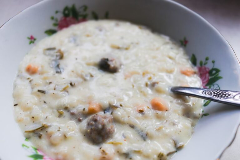 Polish Sour Rye Soup with Sausage and Egg