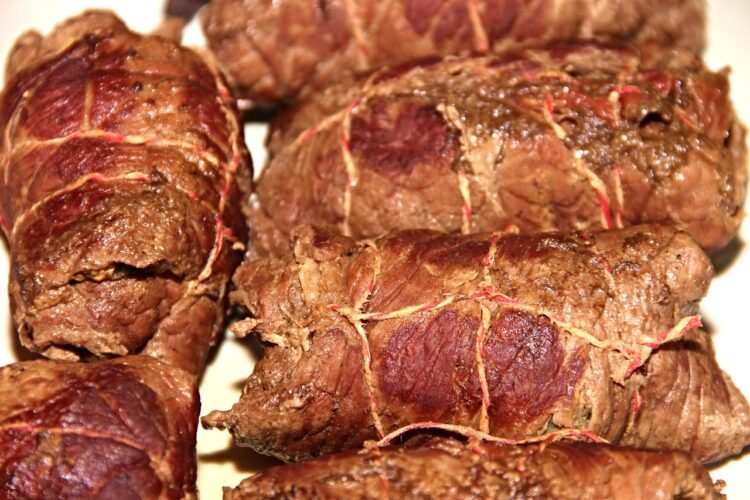 Provençal Beef Rolls with Herb Stuffing and Red Wine Sauce