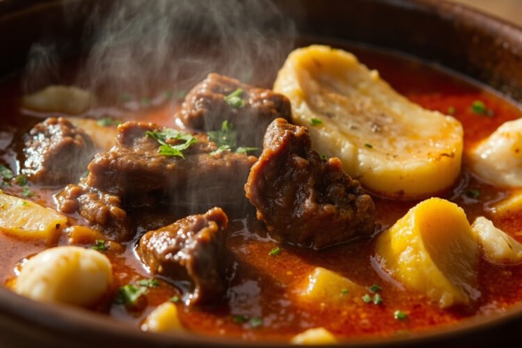 Puerto Rican Beef Stew with Plantains and Yuca