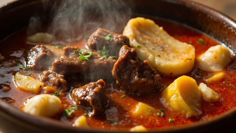 Puerto Rican Beef Stew with Plantains and Yuca