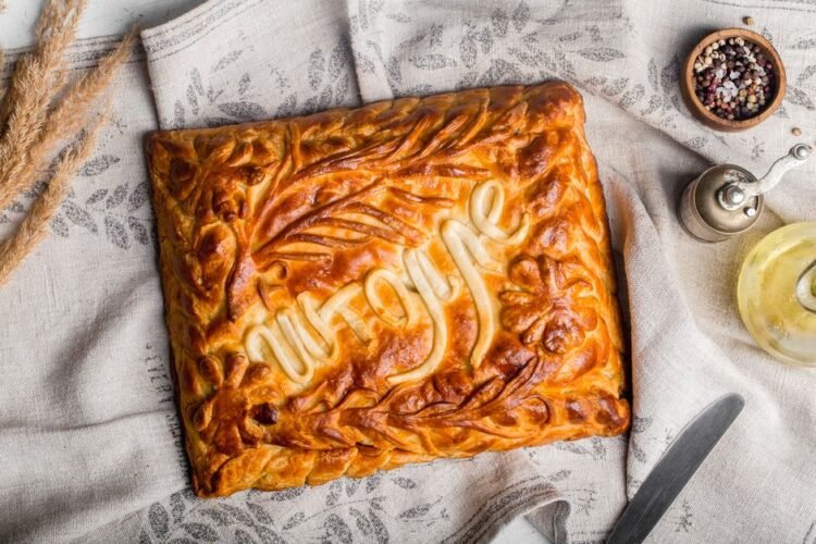 Russian Salmon and Mushroom Layered Pie