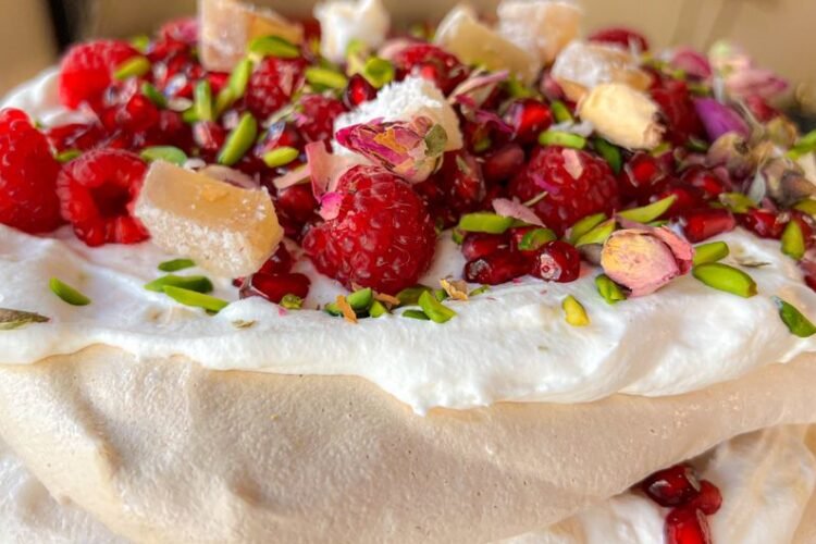 Russian-Style Pavlova Meringue with Honey and Walnuts