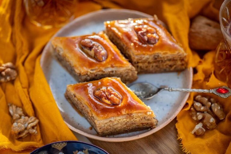 Saudi Semolina Cake with Almonds and Rose Syrup