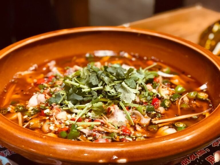 Sichuan-Style Spicy Duck Blood and Beef in Chili Broth