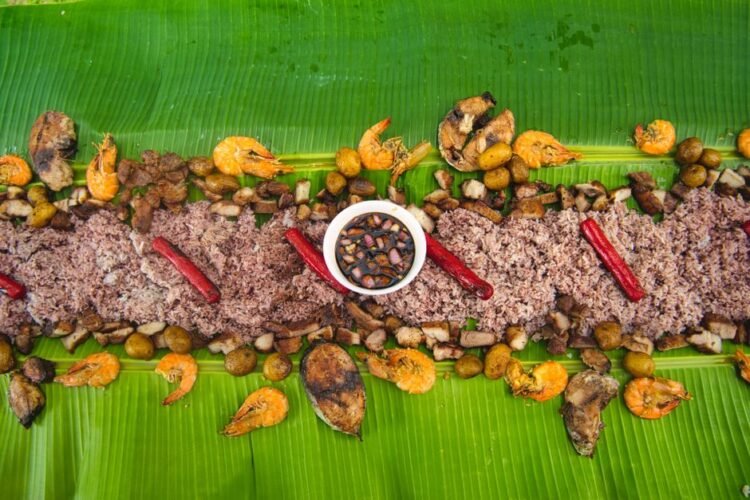 Sri Lankan Black Pork Rice and Curry Spread