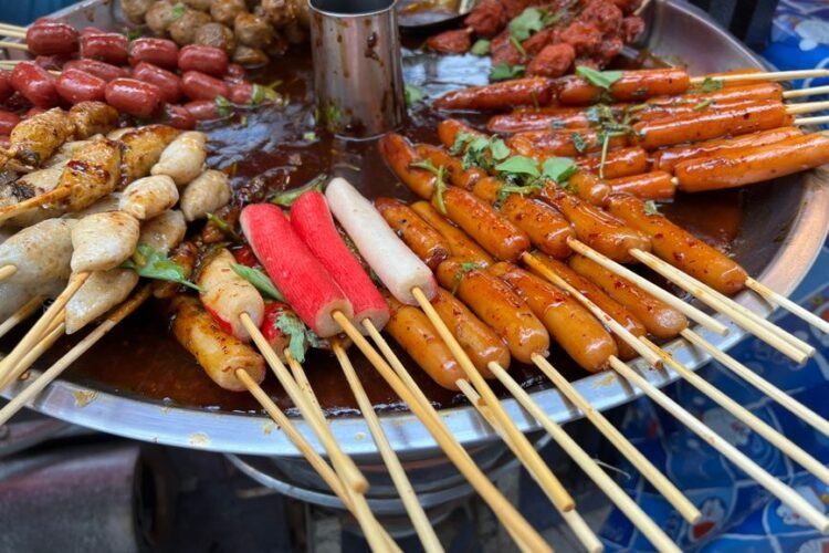 Taiwanese Pork Blood Cake Skewers