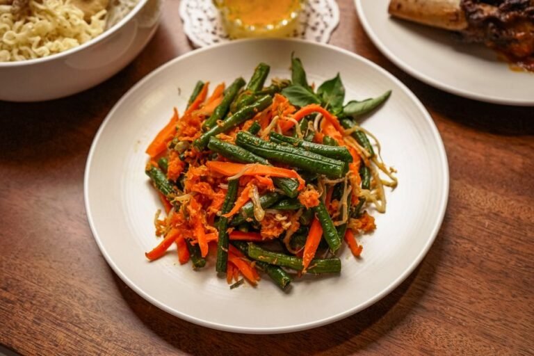 Tamil Style Beans with Crumbled Lentil Dumplings