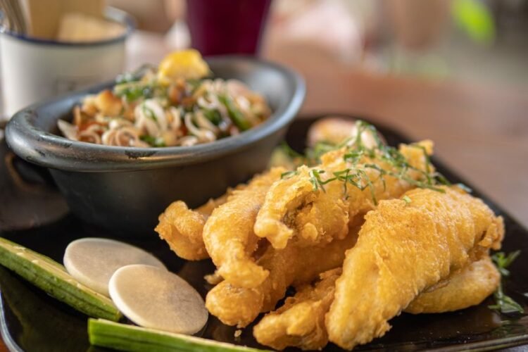 Thai Crispy Catfish Salad with Green Mango and Herbs