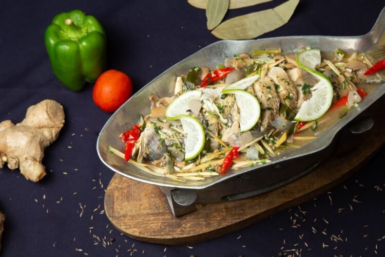Thai Steamed Fish with Spicy Lime Sauce