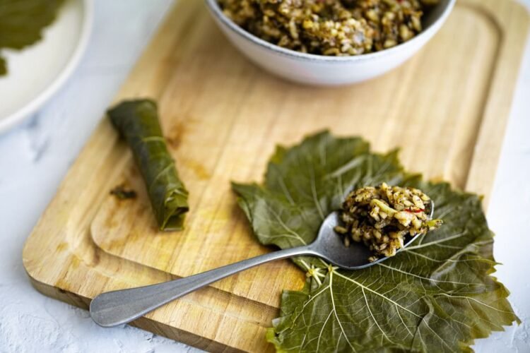 Uzbek Style Stuffed Grape Leaves
