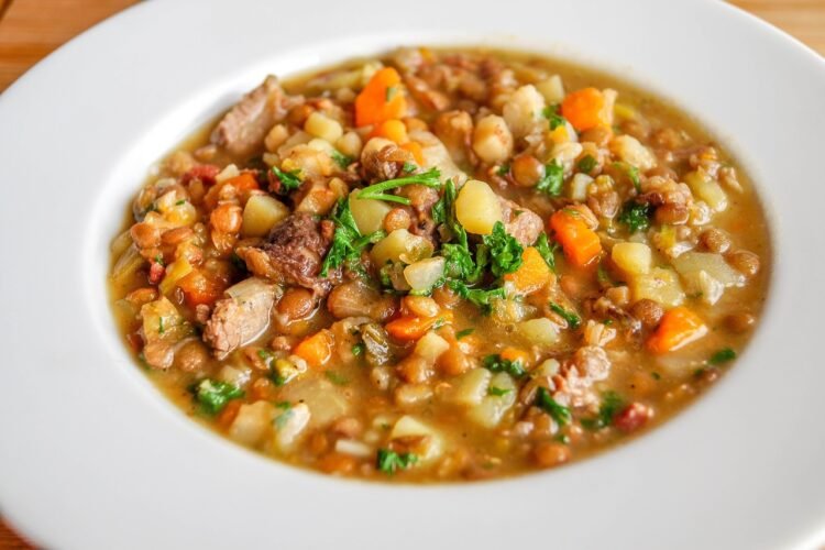 Delta-Style Starch with Palm Fruit Soup