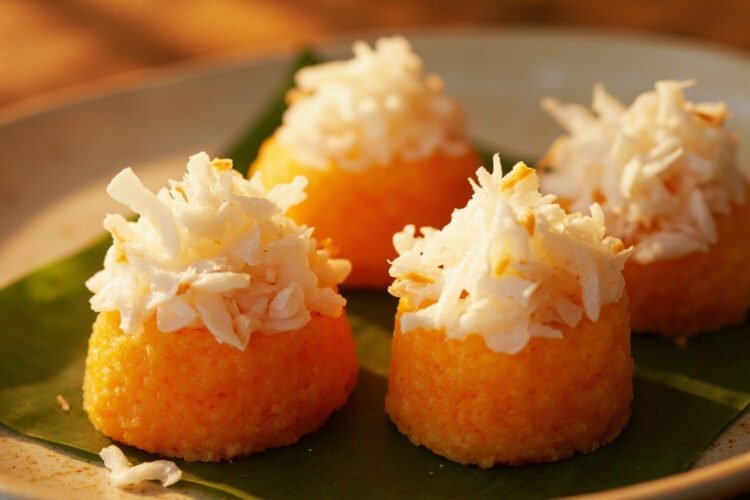 Filipino Orange Steamed Rice Cake