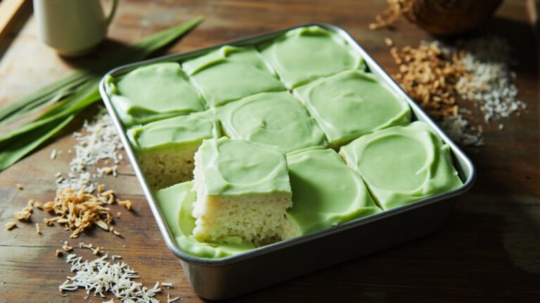 Malaysian Pandan Coconut Sticky Rice Custard Cake