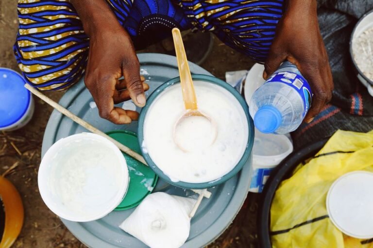Nigerian Spiced Millet Balls with Fermented Milk