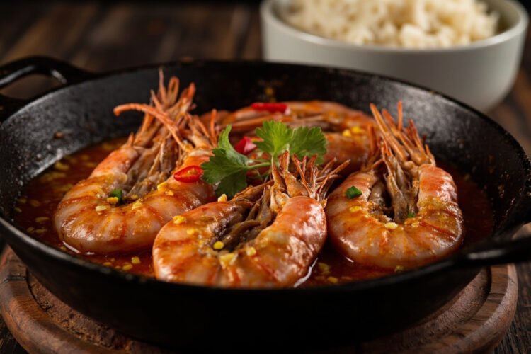 Philippine Crab Fat Sautéed Prawns