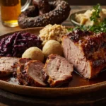 Bavarian-Style Crispy Pork Roast with Dark Beer Gravy