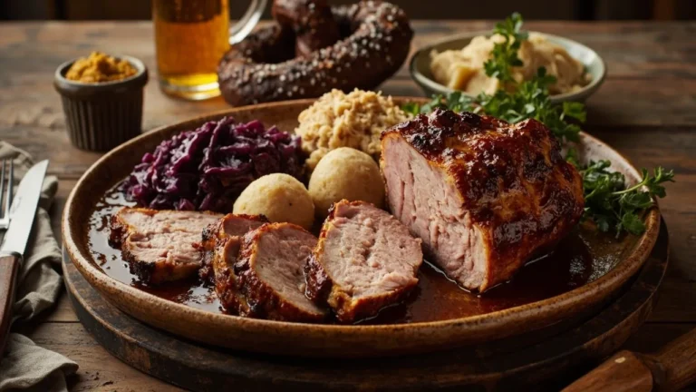Bavarian-Style Crispy Pork Roast with Dark Beer Gravy