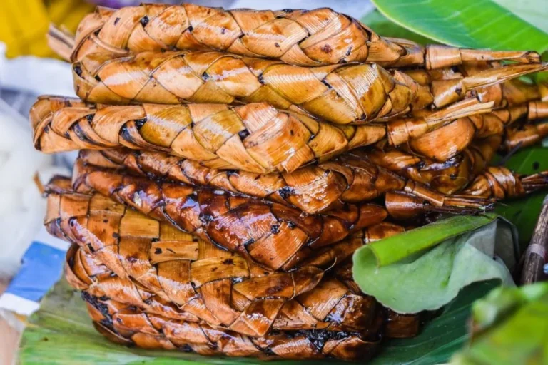 Charred Banana Leaf Sticky Rice Parcels with Spiced Coconut Filling