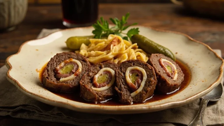 Classic German Beef Rouladen with Bacon and Pickles