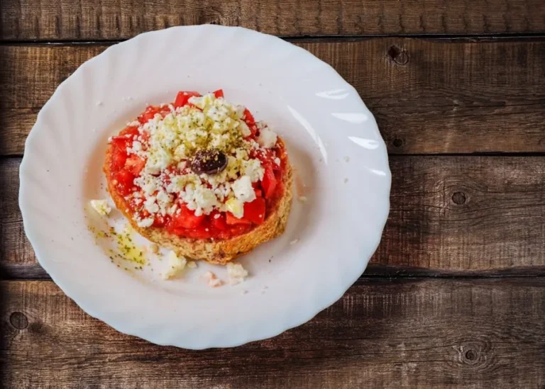 Cretan Barley Rusk Salad with Tomato and Feta (Dakos)