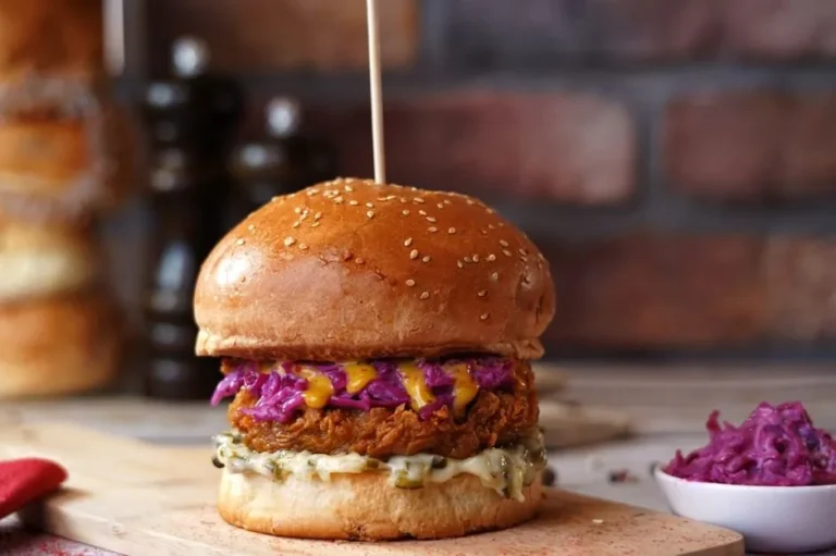 Dominican Chimichurri Burger with Cabbage Slaw and Pink Sauce