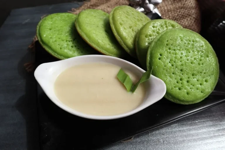 Indonesian Coconut Rice Pancakes with Palm Sugar Syrup