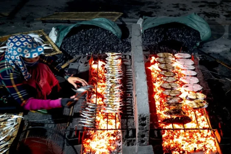 Khmer-Style Grilled Fish with Green Mango Dipping Sauce