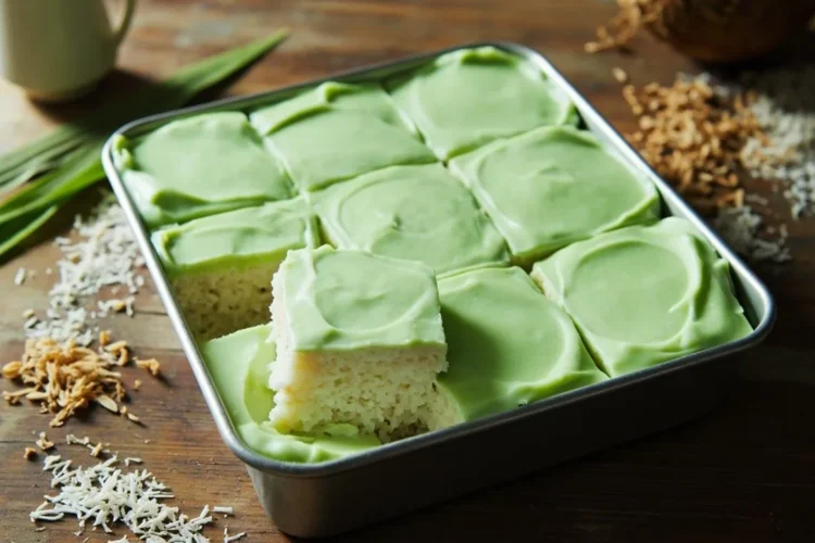 Malaysian Pandan Coconut Sticky Rice Custard Cake