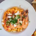 Mediterranean Shrimp and Pearl Couscous Bowl with Whipped Feta and Charred Lemon