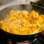 Papua Pork Fry with Sweet Potato Greens