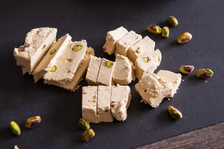 Pulled Sesame Halva with Pistachios