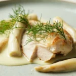 Danish Chicken with White Asparagus in Cream Sauce