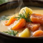 Finnish creamy salmon soup (lohikeitto)