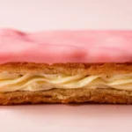 Dutch Pastry Slice with Vanilla Cream and Pink Glaze