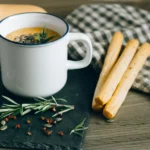Traditional Austrian pumpkin seed oil soup