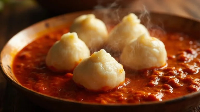 Togolese Creamy Corn Paste with Spicy Tomato Pepper Sauce