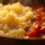 Togo style steamed cassava grains with tomato sauce