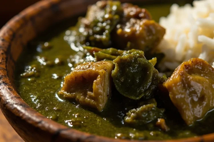 Guinean leaf sauce with rice