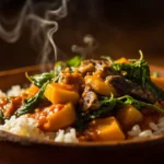 Congo plantain stew with smoked fish and greens