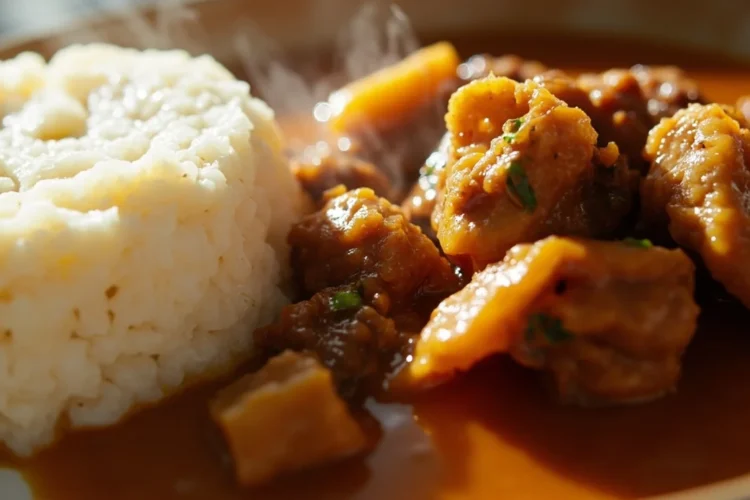 Angolan funge and gizzard stew